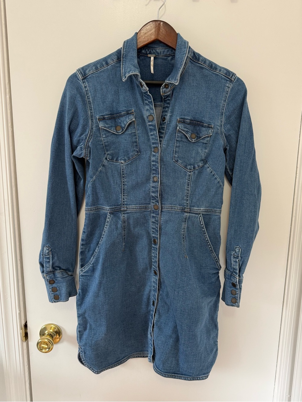 Free People Dynomite Denim Mini Shirt Dress